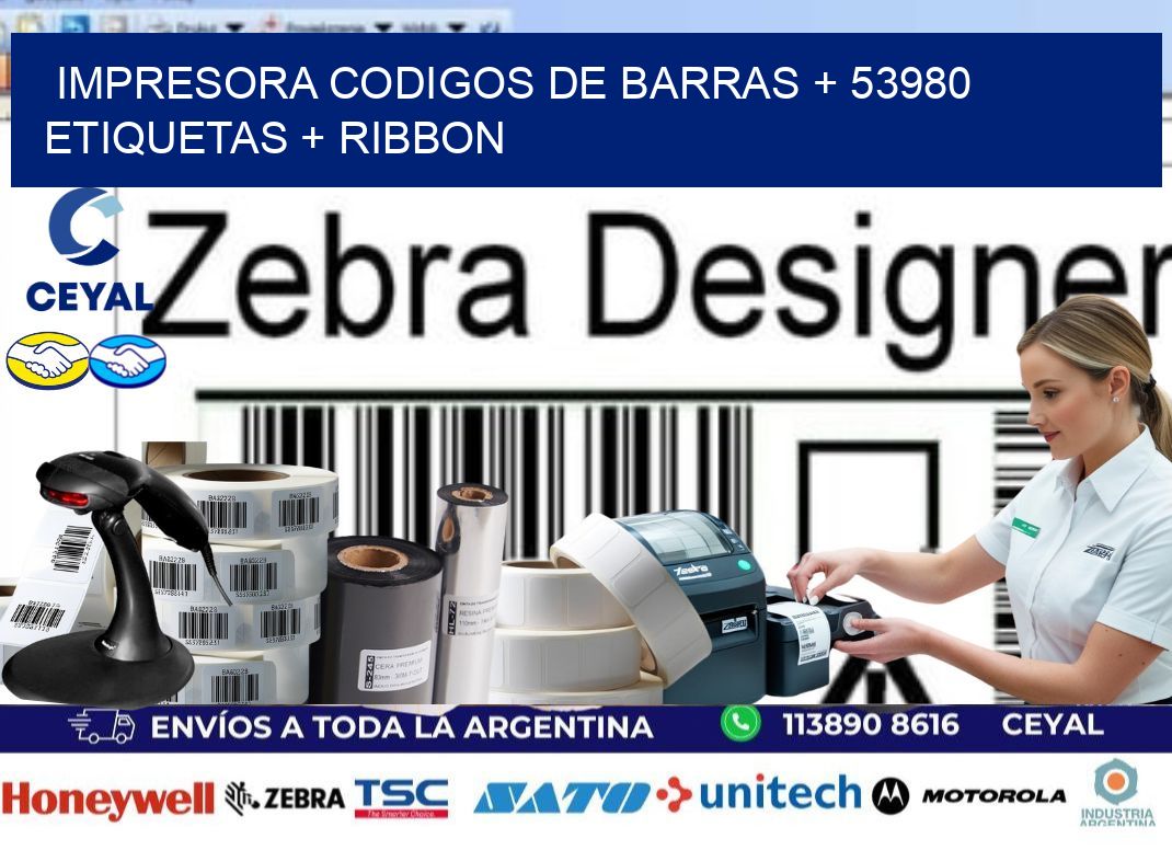 impresora codigos de barras + 53980 etiquetas + ribbon