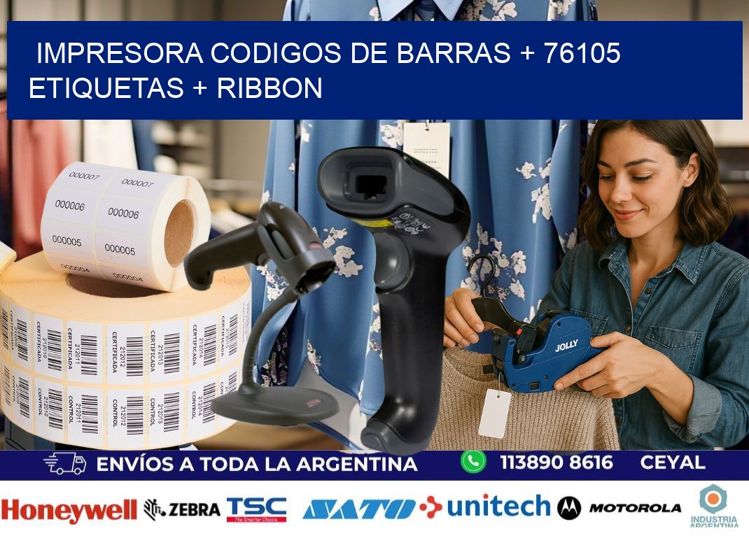 impresora codigos de barras + 76105 etiquetas + ribbon