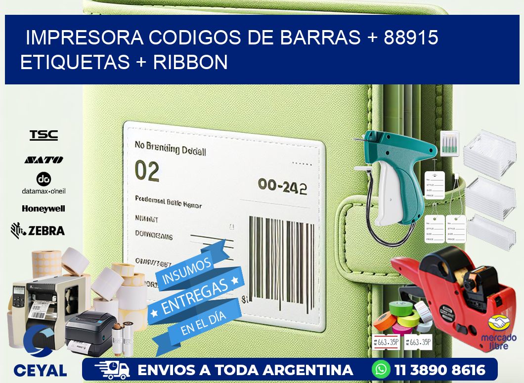 impresora codigos de barras + 88915 etiquetas + ribbon