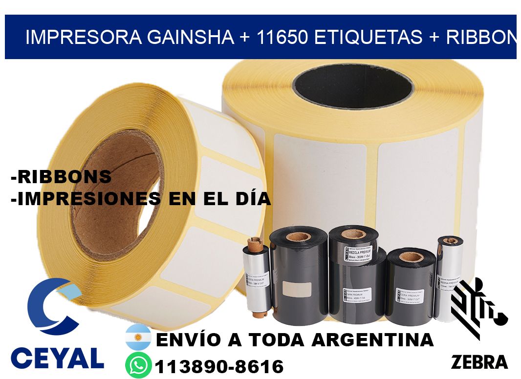 impresora gainsha + 11650 etiquetas + ribbon