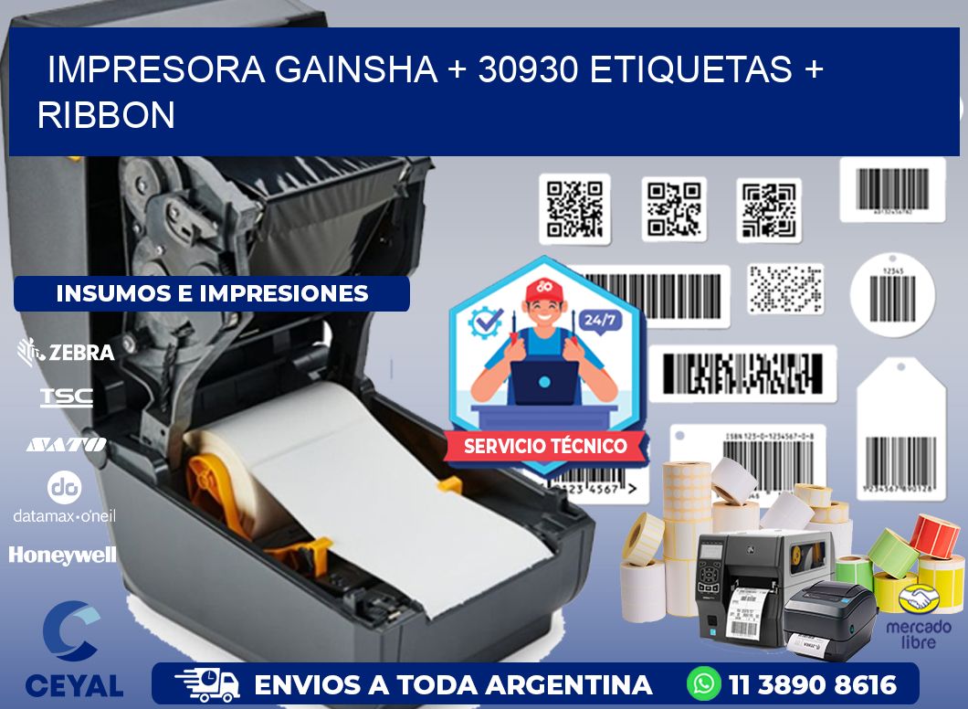 impresora gainsha + 30930 etiquetas + ribbon