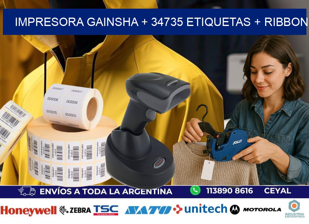 impresora gainsha + 34735 etiquetas + ribbon