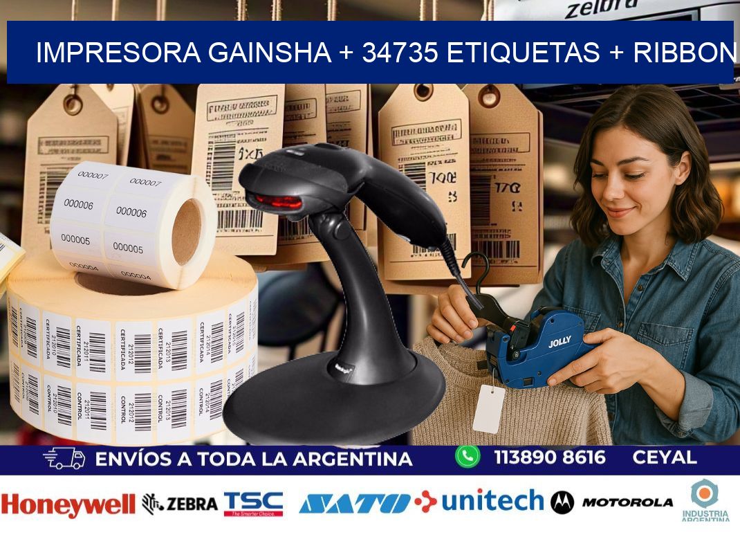 impresora gainsha + 34735 etiquetas + ribbon