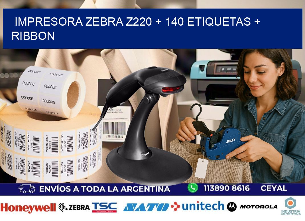 impresora zebra z220 + 140 etiquetas + ribbon