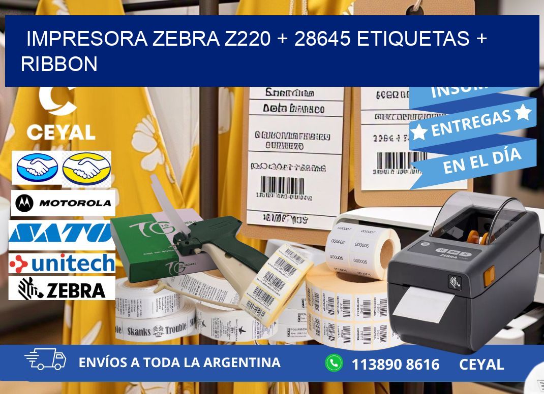 impresora zebra z220 + 28645 etiquetas + ribbon