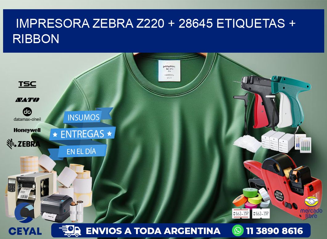 impresora zebra z220 + 28645 etiquetas + ribbon
