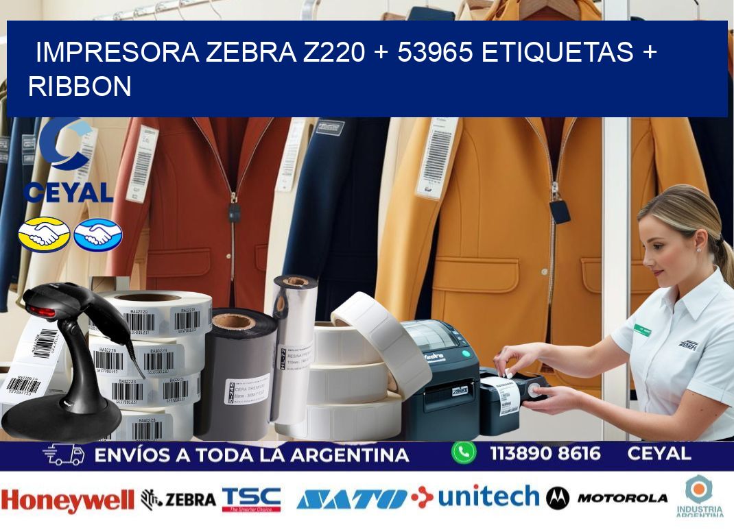 impresora zebra z220 + 53965 etiquetas + ribbon