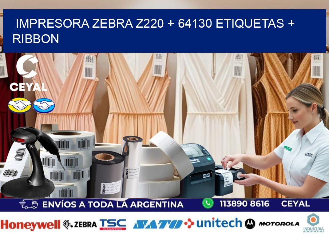 impresora zebra z220 + 64130 etiquetas + ribbon