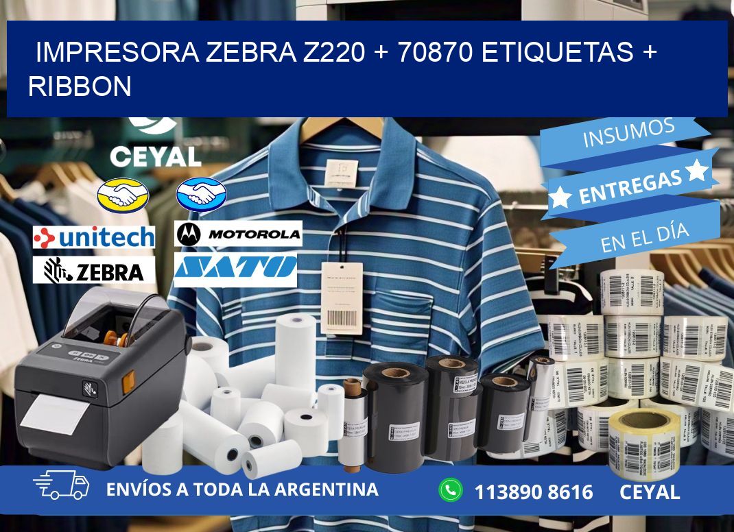 impresora zebra z220 + 70870 etiquetas + ribbon