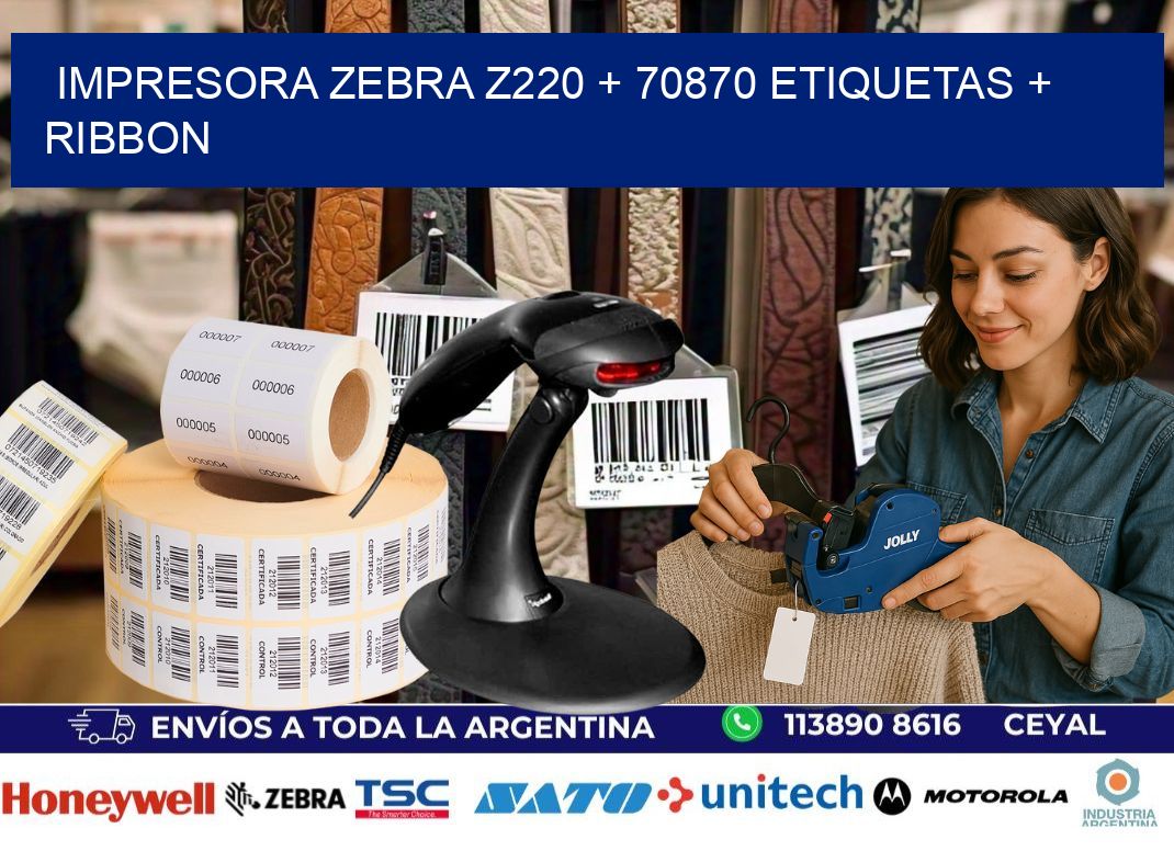 impresora zebra z220 + 70870 etiquetas + ribbon