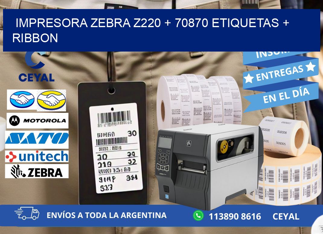 impresora zebra z220 + 70870 etiquetas + ribbon