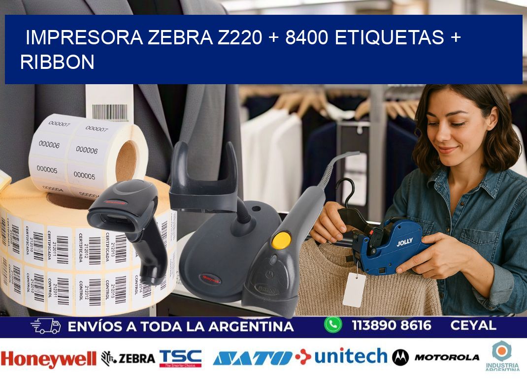 impresora zebra z220 + 8400 etiquetas + ribbon