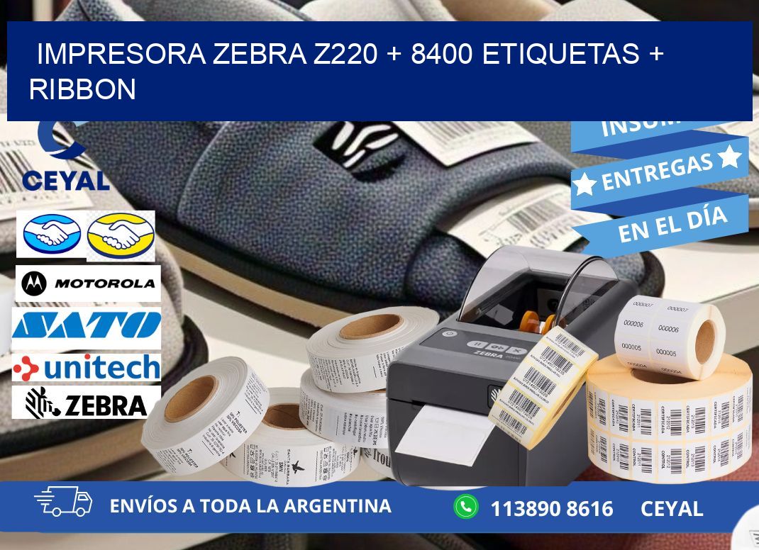impresora zebra z220 + 8400 etiquetas + ribbon