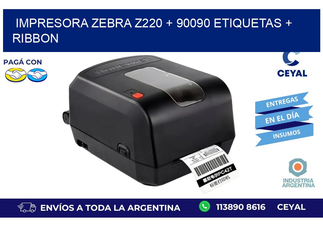 impresora zebra z220 + 90090 etiquetas + ribbon