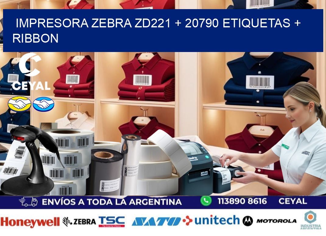 impresora zebra zd221 + 20790 etiquetas + ribbon