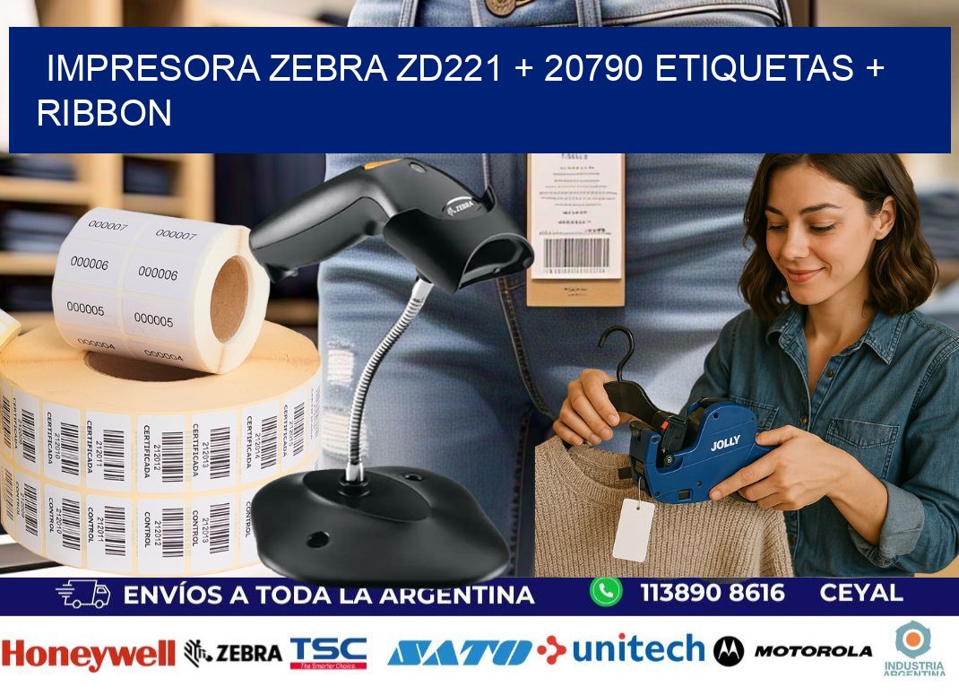 impresora zebra zd221 + 20790 etiquetas + ribbon
