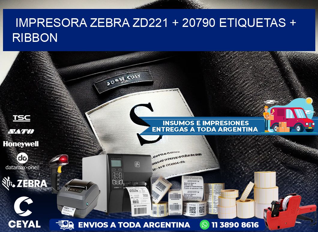 impresora zebra zd221 + 20790 etiquetas + ribbon