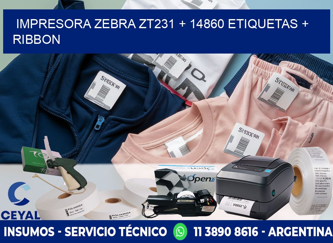 impresora zebra zt231 + 14860 etiquetas + ribbon