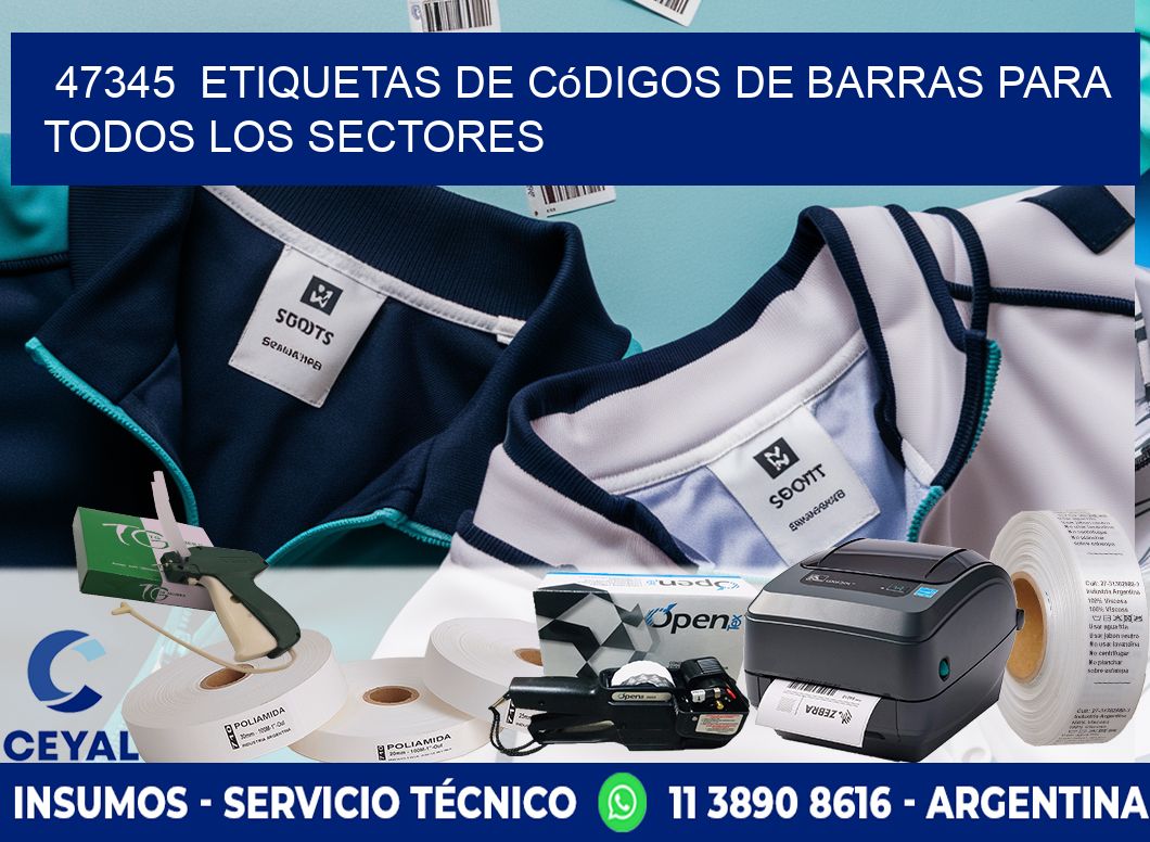 ️47345  Etiquetas de Códigos de Barras para Todos los Sectores