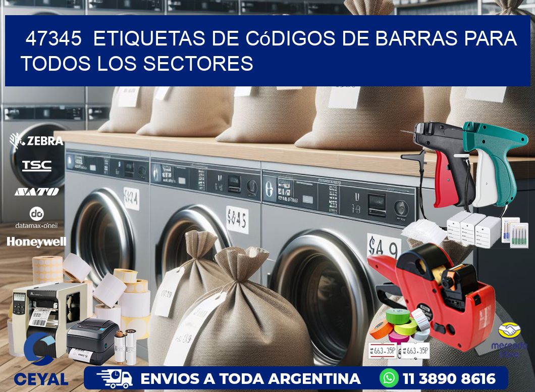 ️47345  Etiquetas de Códigos de Barras para Todos los Sectores