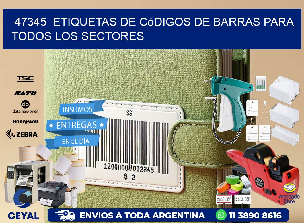 ️47345  Etiquetas de Códigos de Barras para Todos los Sectores