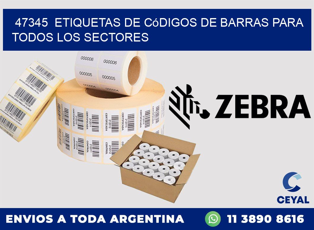 ️47345  Etiquetas de Códigos de Barras para Todos los Sectores