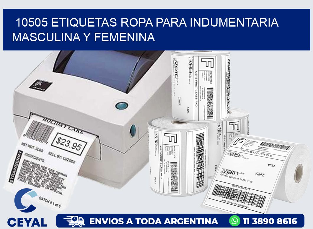 10505 Etiquetas ropa para indumentaria masculina y femenina