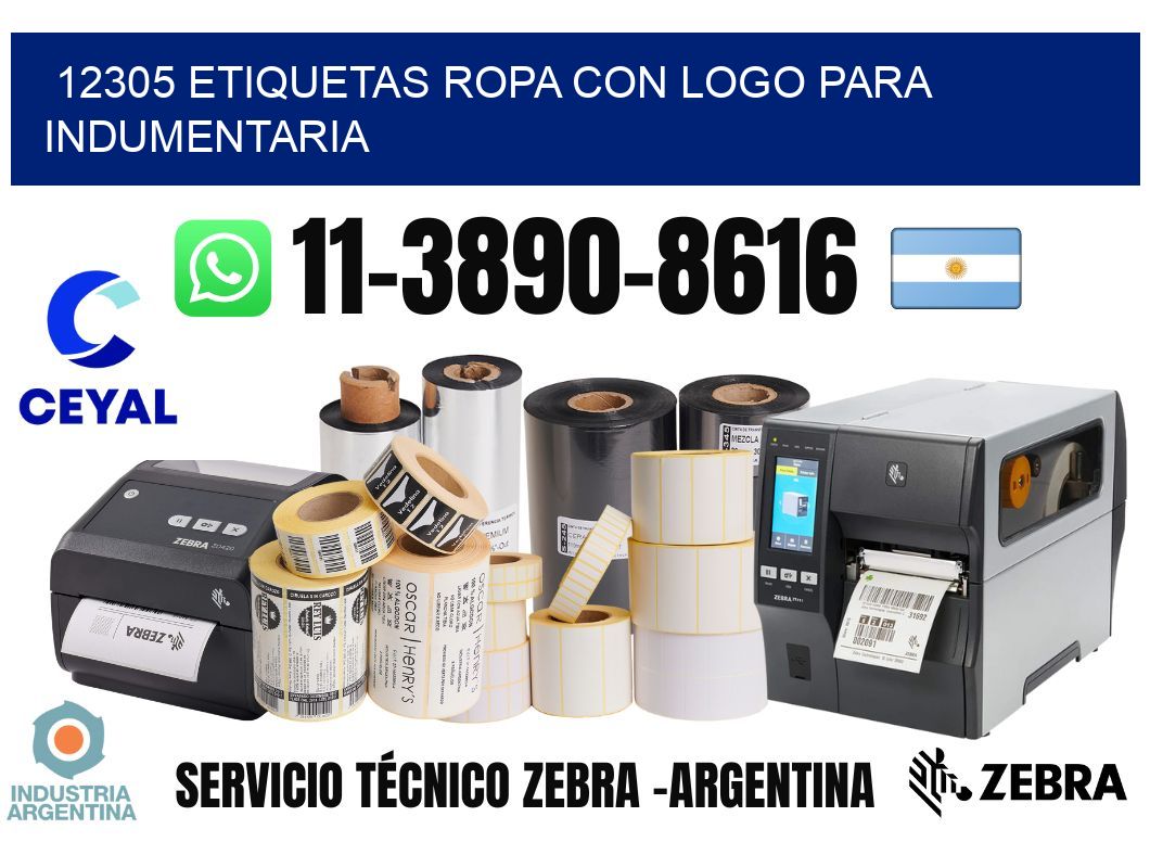 12305 Etiquetas ropa con logo para indumentaria
