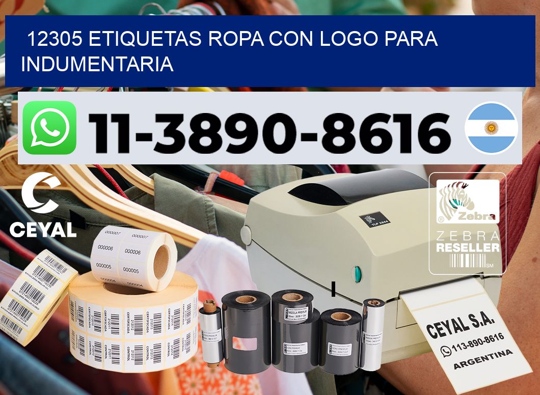 12305 Etiquetas ropa con logo para indumentaria