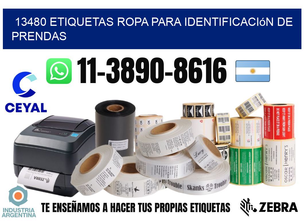 13480 Etiquetas ropa para identificación de prendas