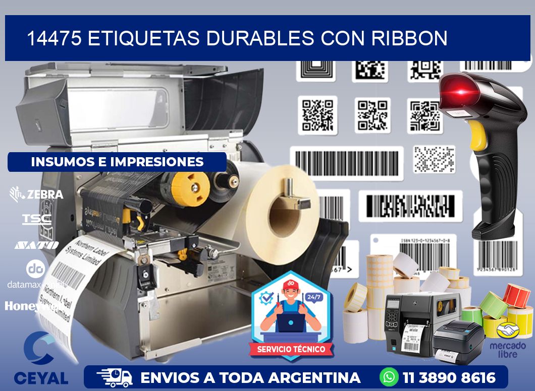 14475 etiquetas durables con ribbon