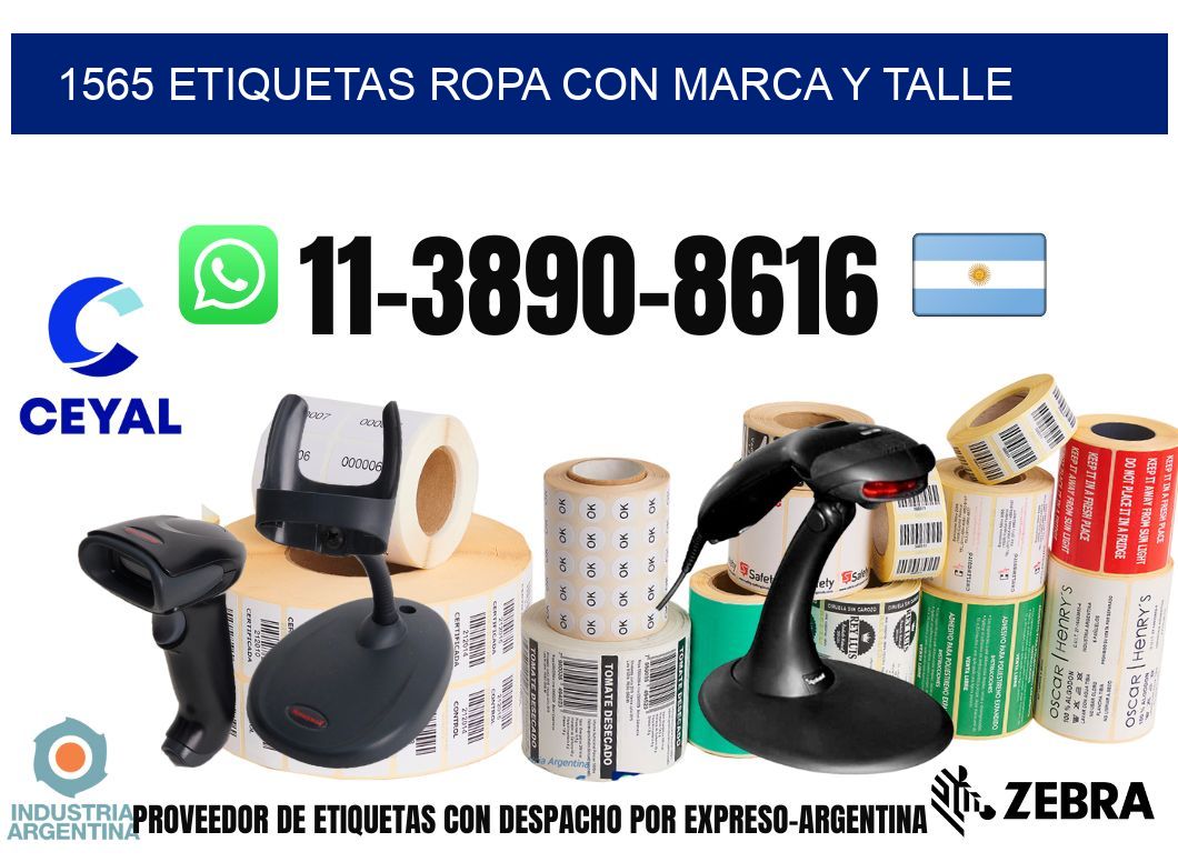 1565 Etiquetas ropa con marca y talle