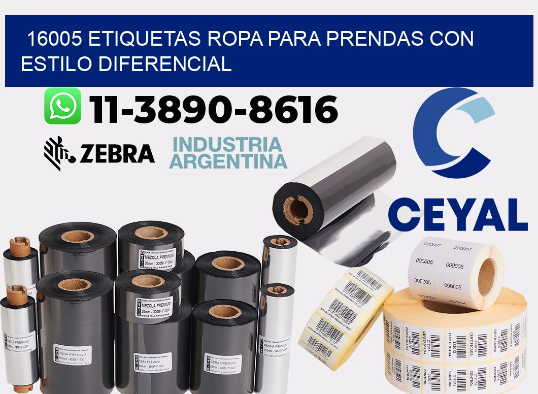 16005 Etiquetas ropa para prendas con estilo diferencial