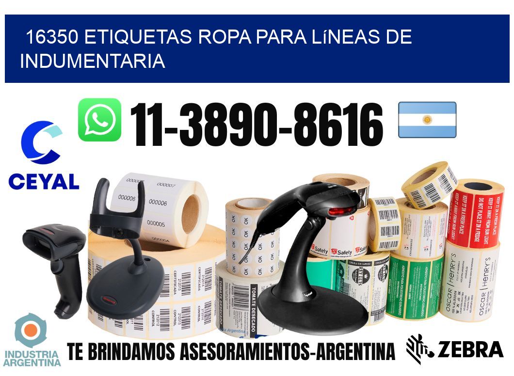 16350 Etiquetas ropa para líneas de indumentaria