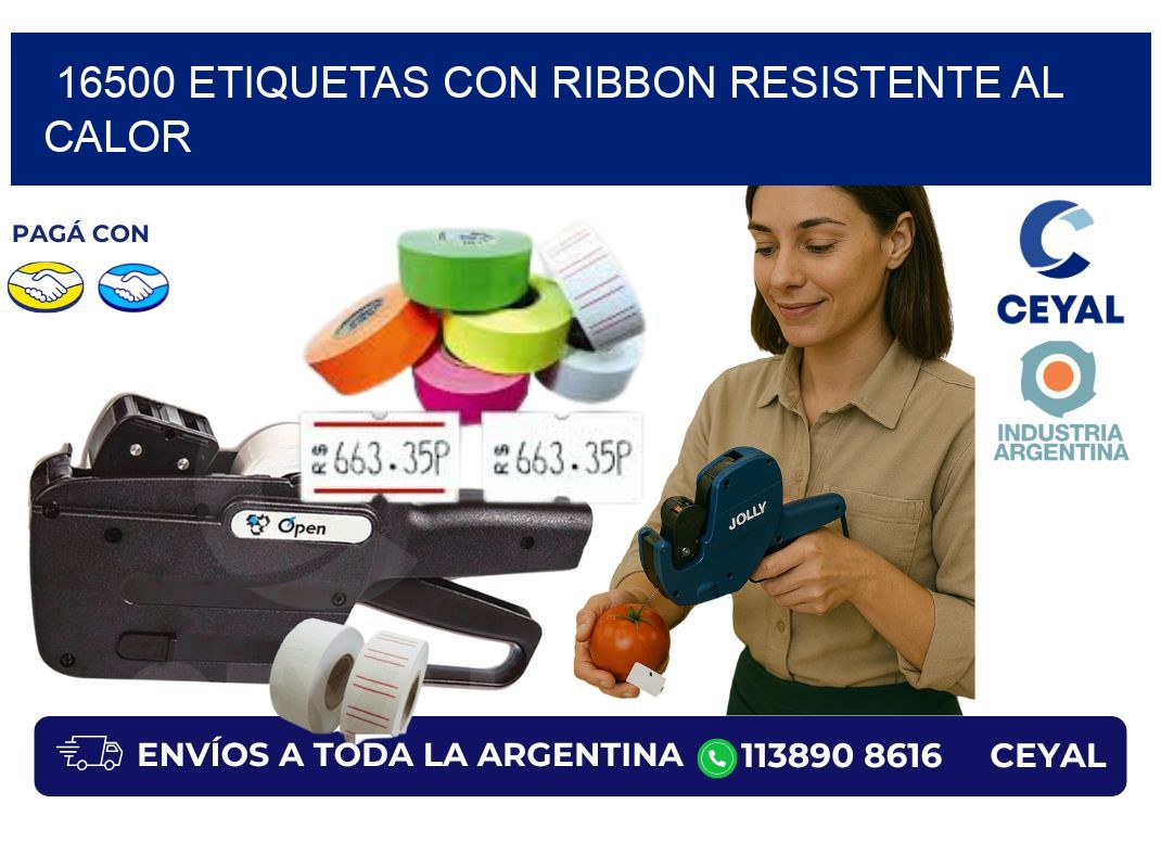 16500 etiquetas con ribbon resistente al calor