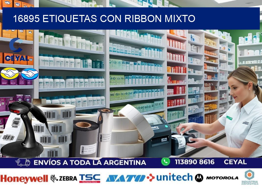 16895 etiquetas con ribbon mixto
