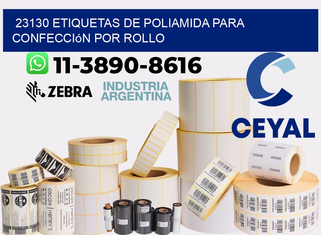 23130 etiquetas de poliamida para confección por rollo