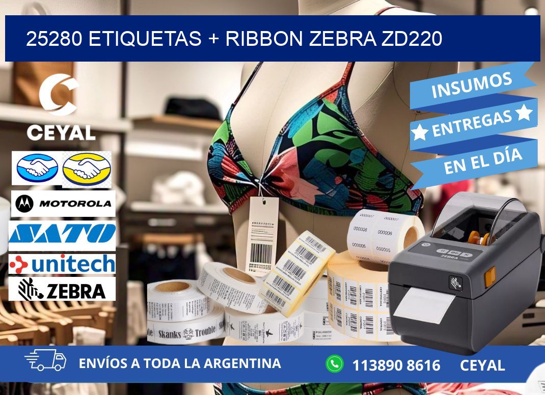 25280 etiquetas + ribbon zebra zd220