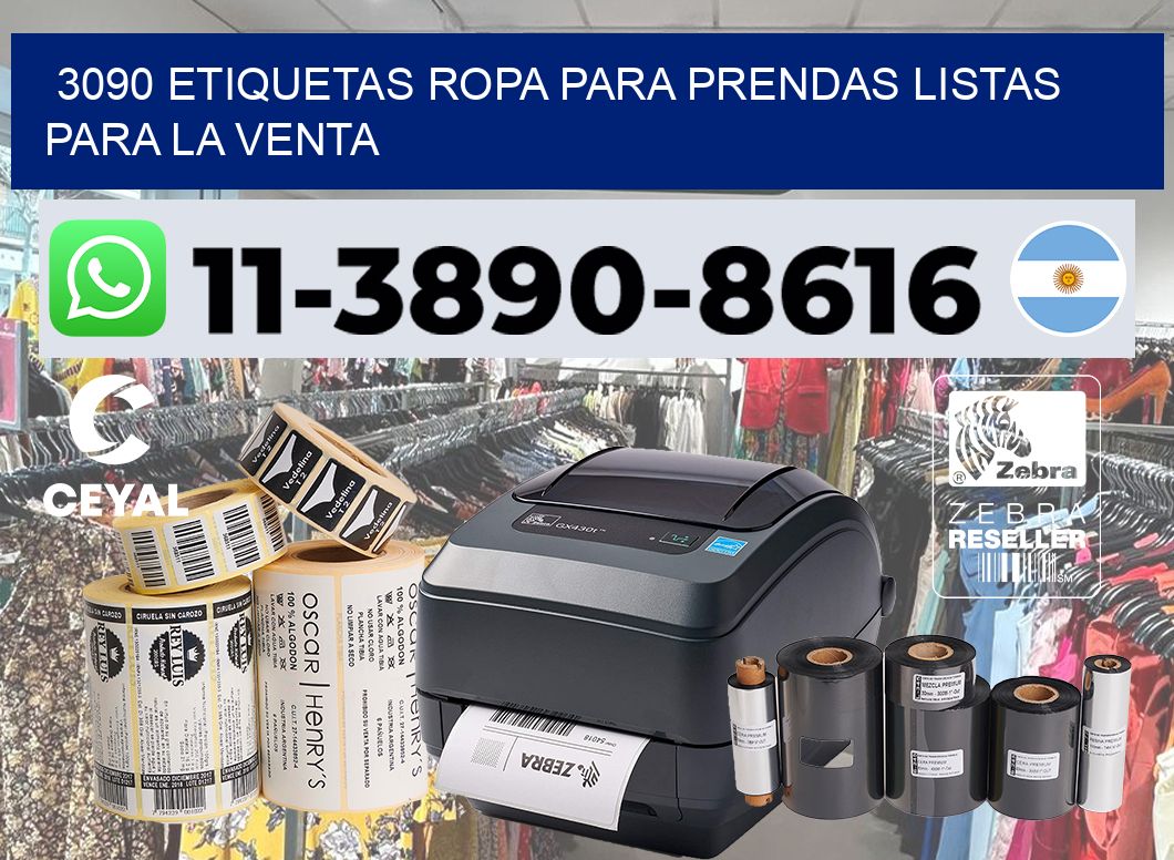 3090 Etiquetas ropa para prendas listas para la venta