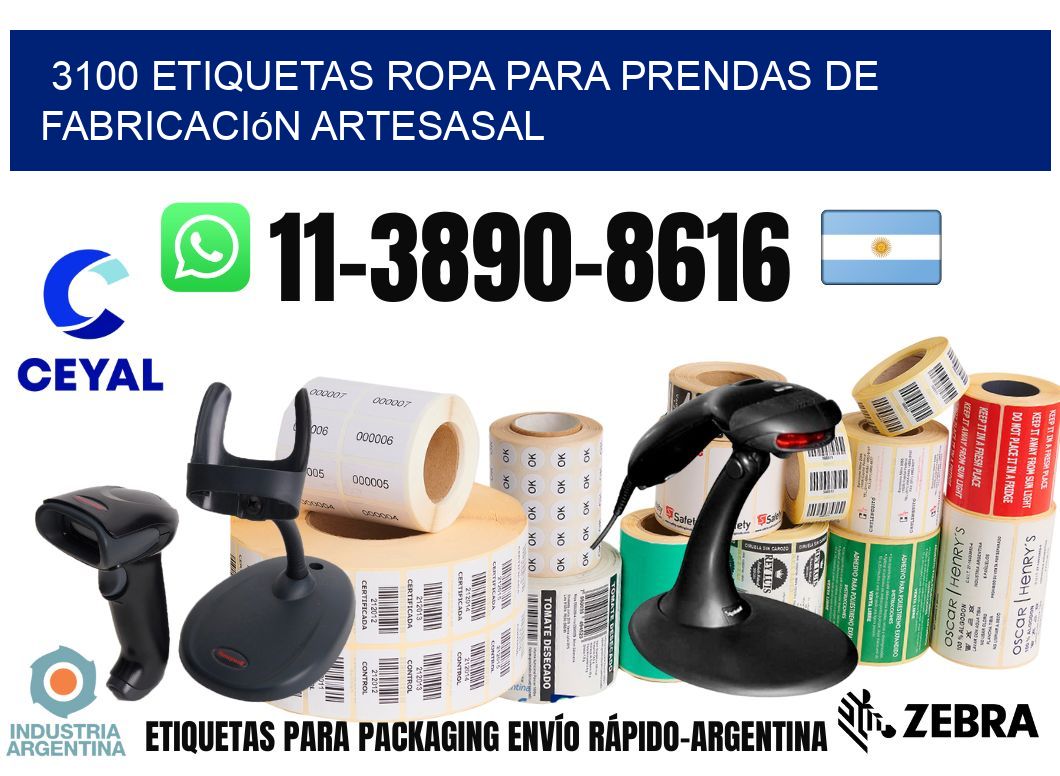 3100 Etiquetas ropa para prendas de fabricación artesasal