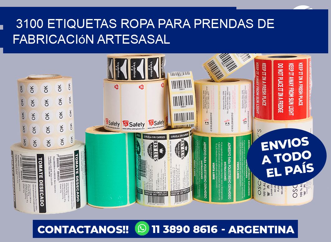 3100 Etiquetas ropa para prendas de fabricación artesasal