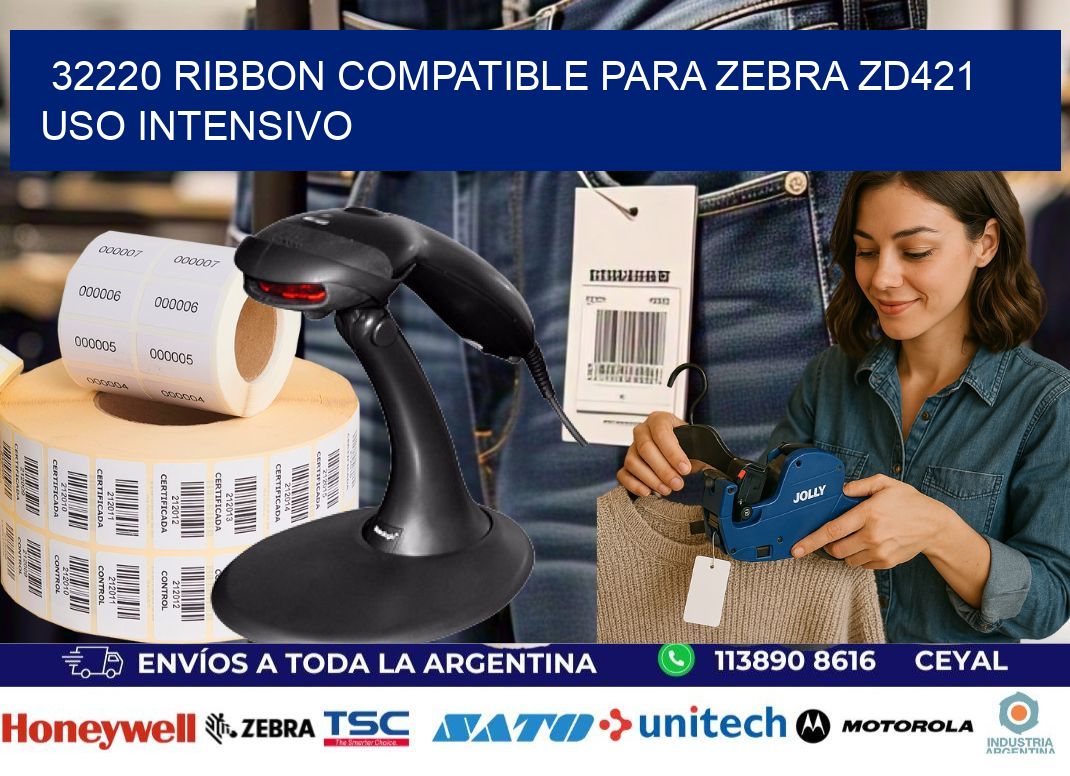 32220 ribbon compatible para zebra zd421 uso intensivo