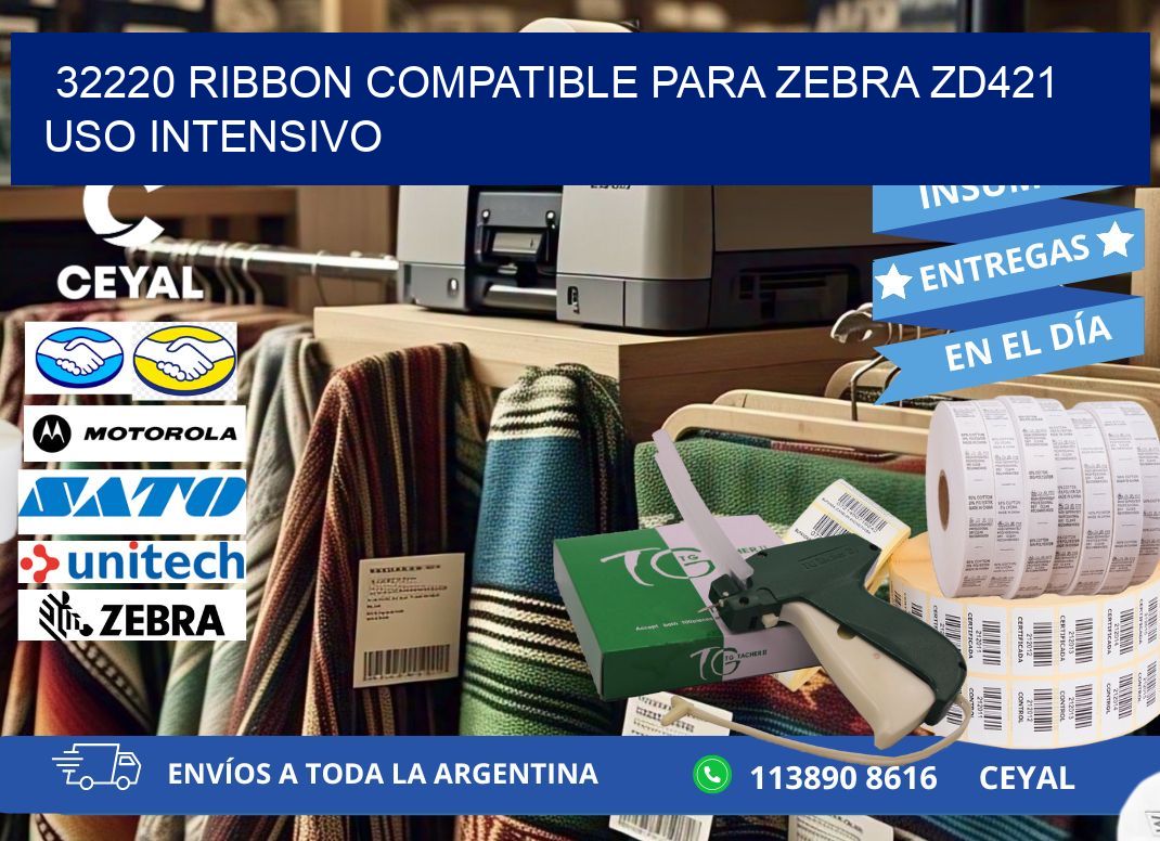 32220 ribbon compatible para zebra zd421 uso intensivo
