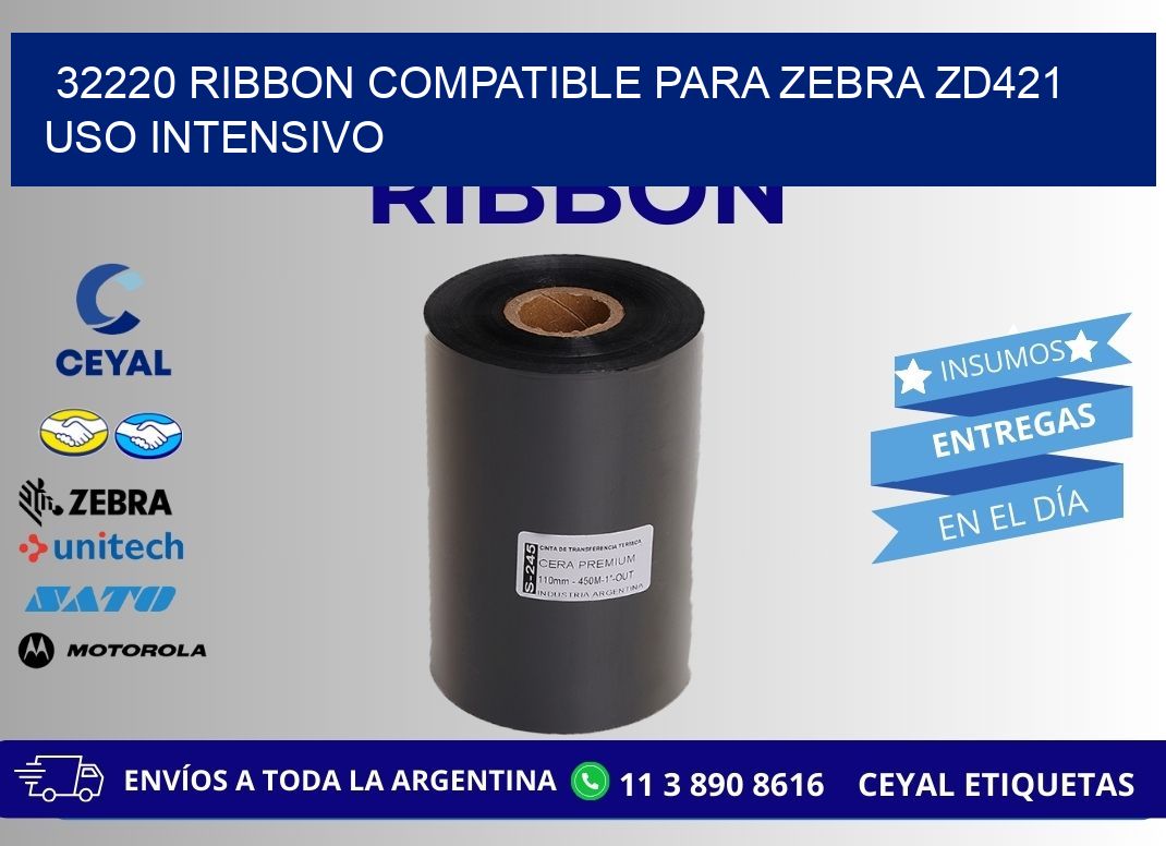 32220 ribbon compatible para zebra zd421 uso intensivo