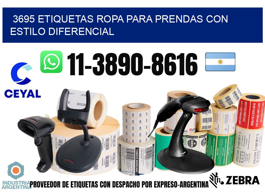 3695 Etiquetas ropa para prendas con estilo diferencial