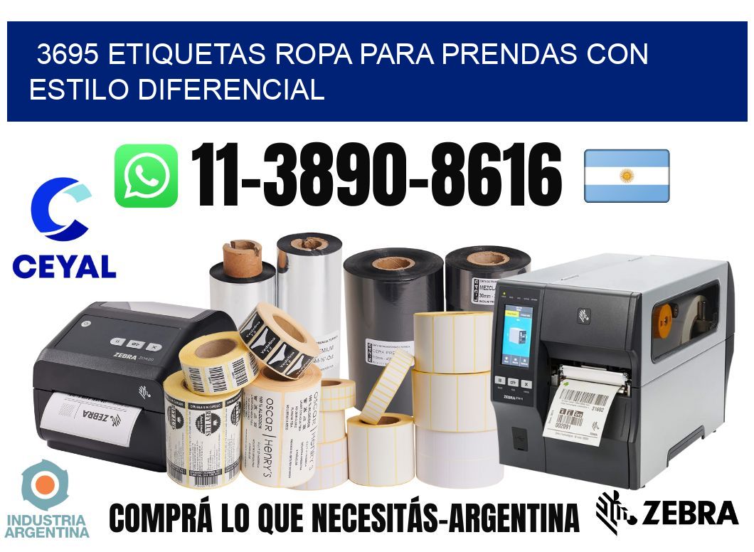 3695 Etiquetas ropa para prendas con estilo diferencial