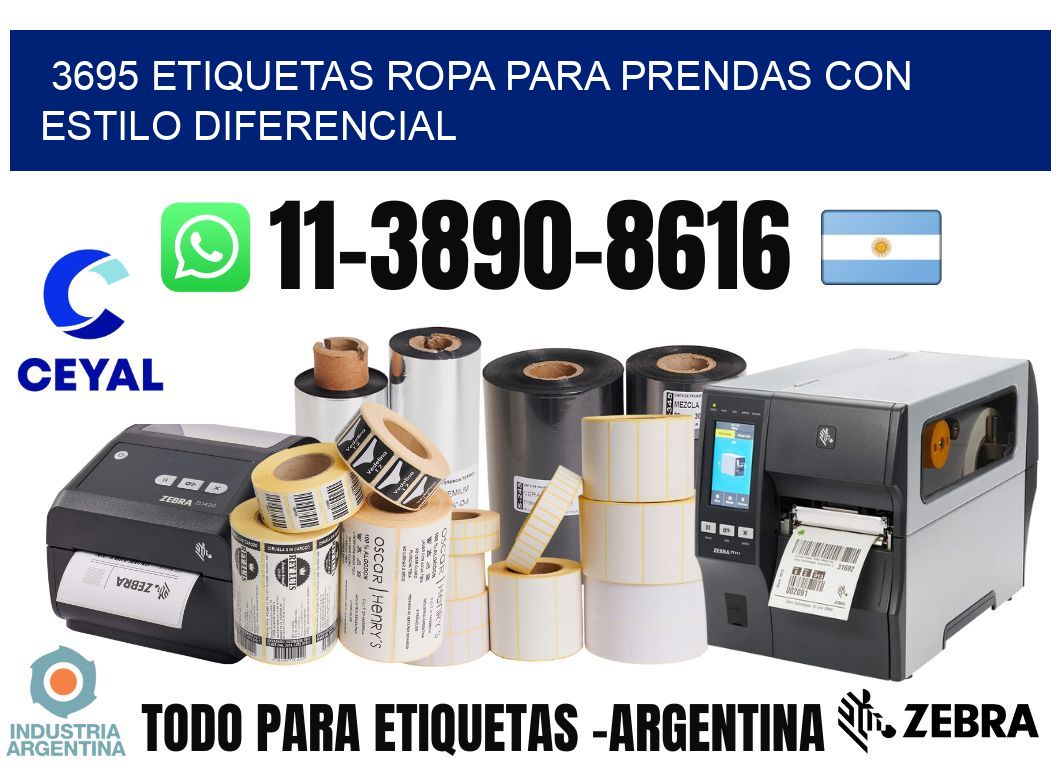 3695 Etiquetas ropa para prendas con estilo diferencial