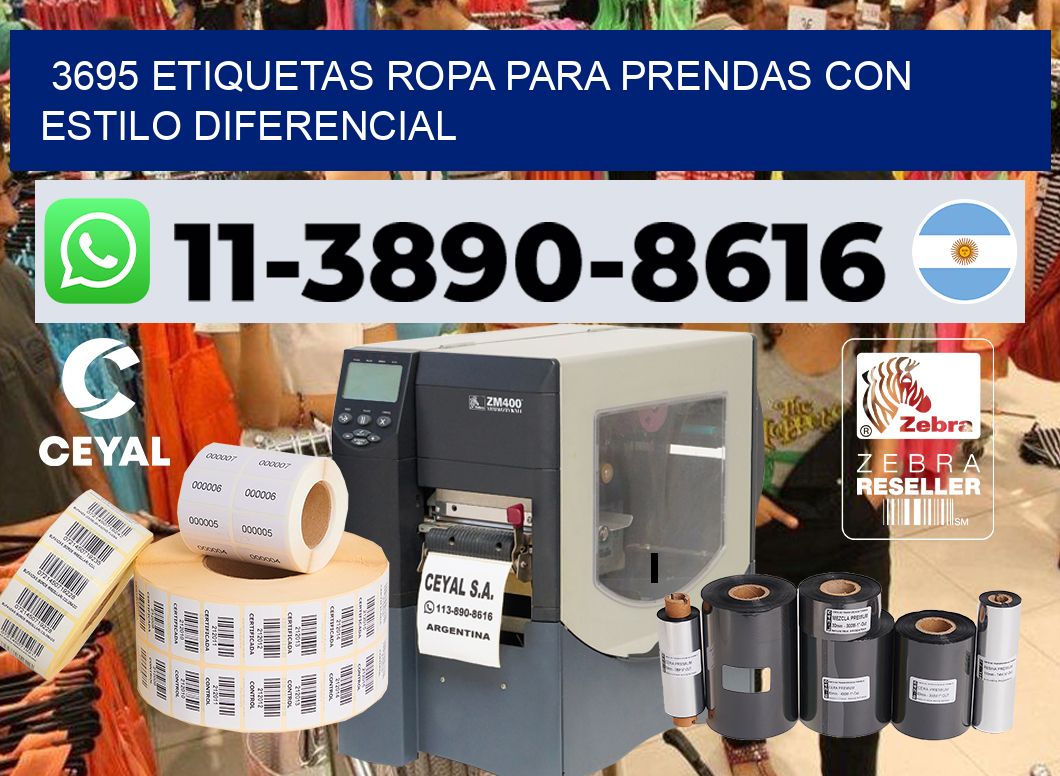 3695 Etiquetas ropa para prendas con estilo diferencial