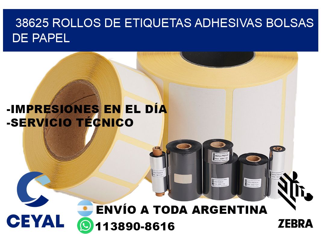 38625 rollos de etiquetas adhesivas bolsas de papel