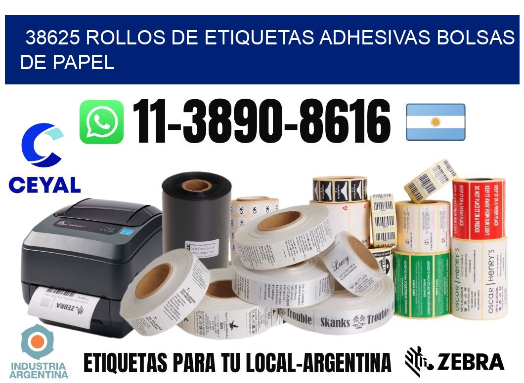 38625 rollos de etiquetas adhesivas bolsas de papel